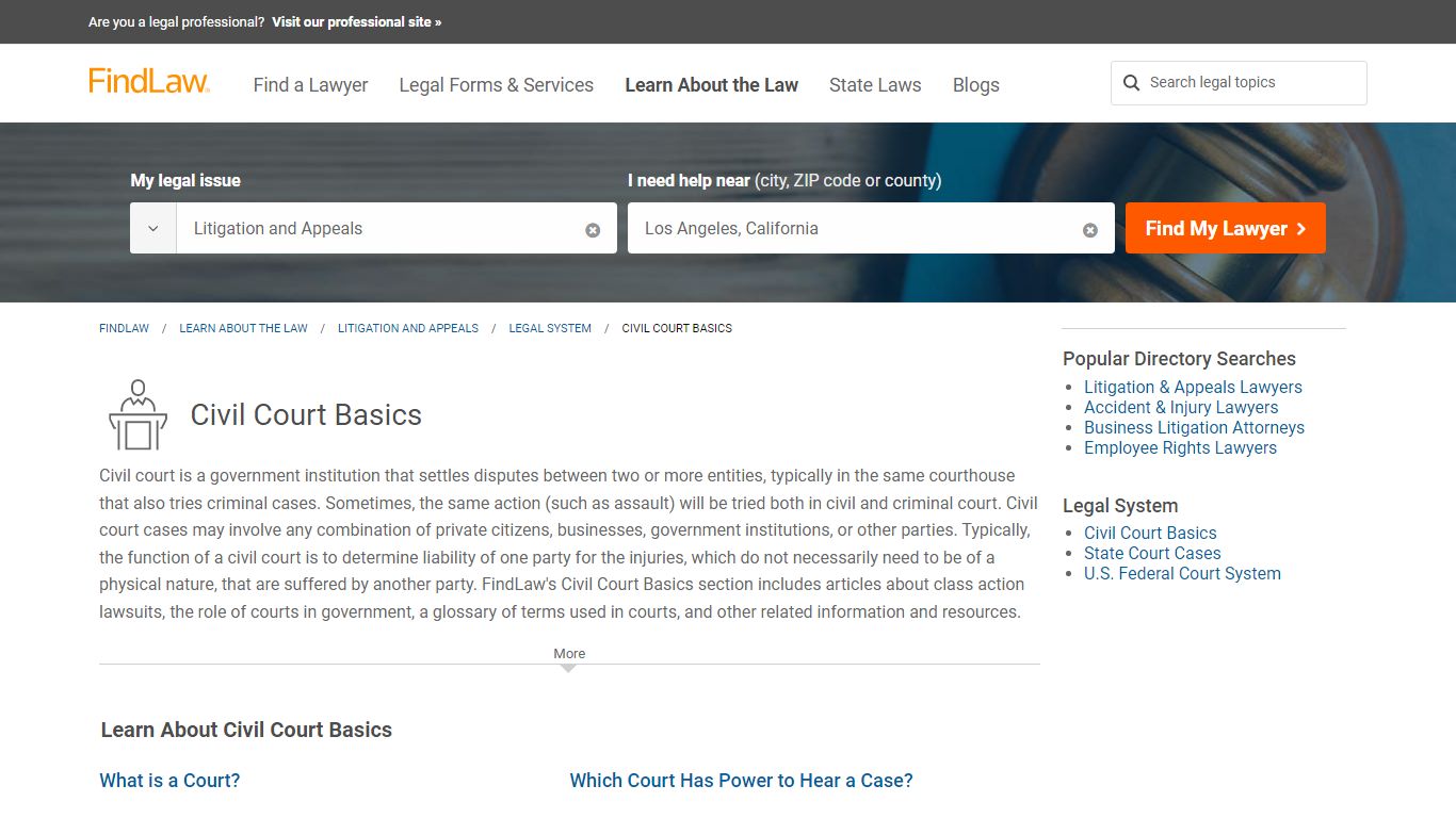 Civil Court Basics - FindLaw